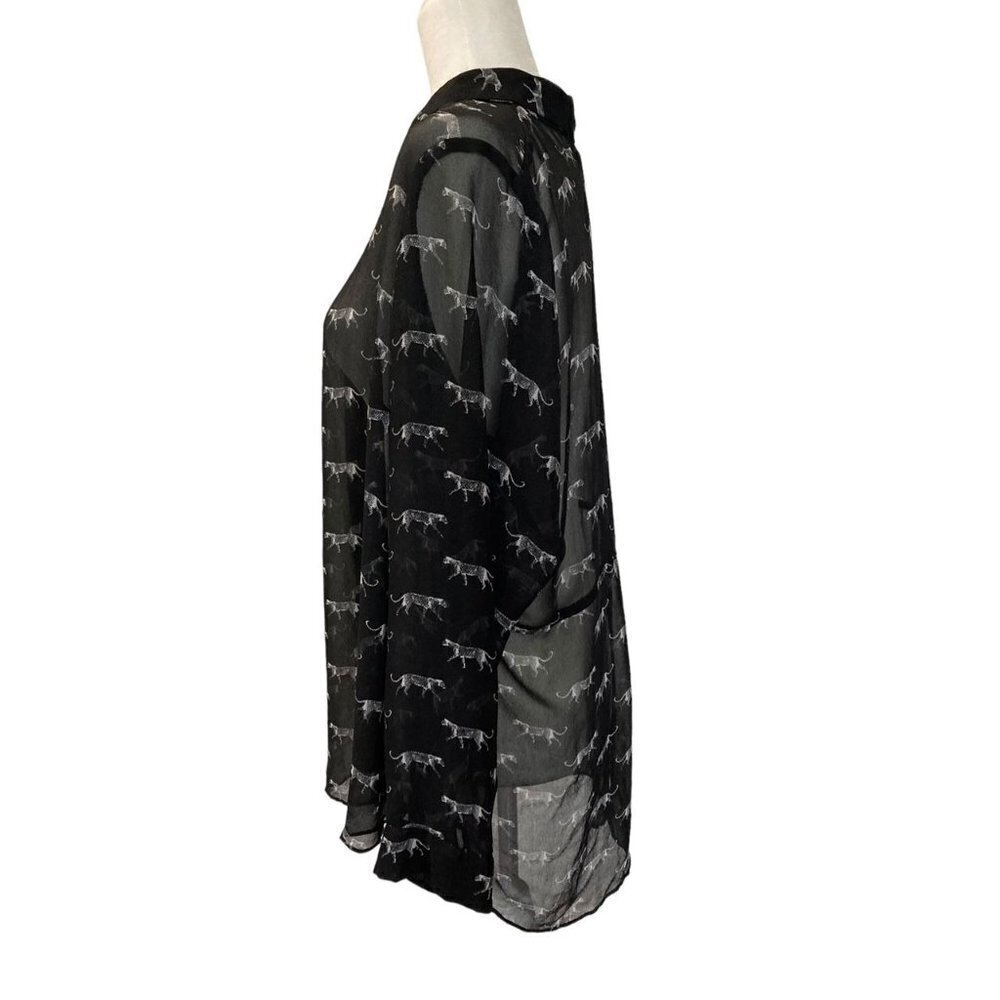 Lane Bryant Sheer Cheetah Print Button Up High Low Blouse Size 22/24 - Picture 6 of 8